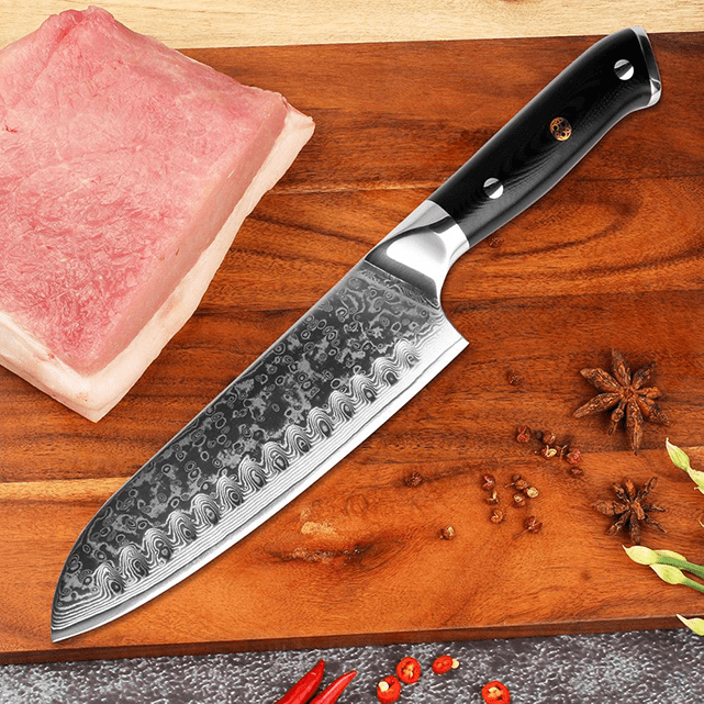shāpu シャープ Japanese Santoku Knife with Ebony Handle
