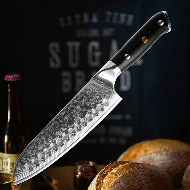 shāpu シャープ Japanese Santoku Knife with Ebony Handle